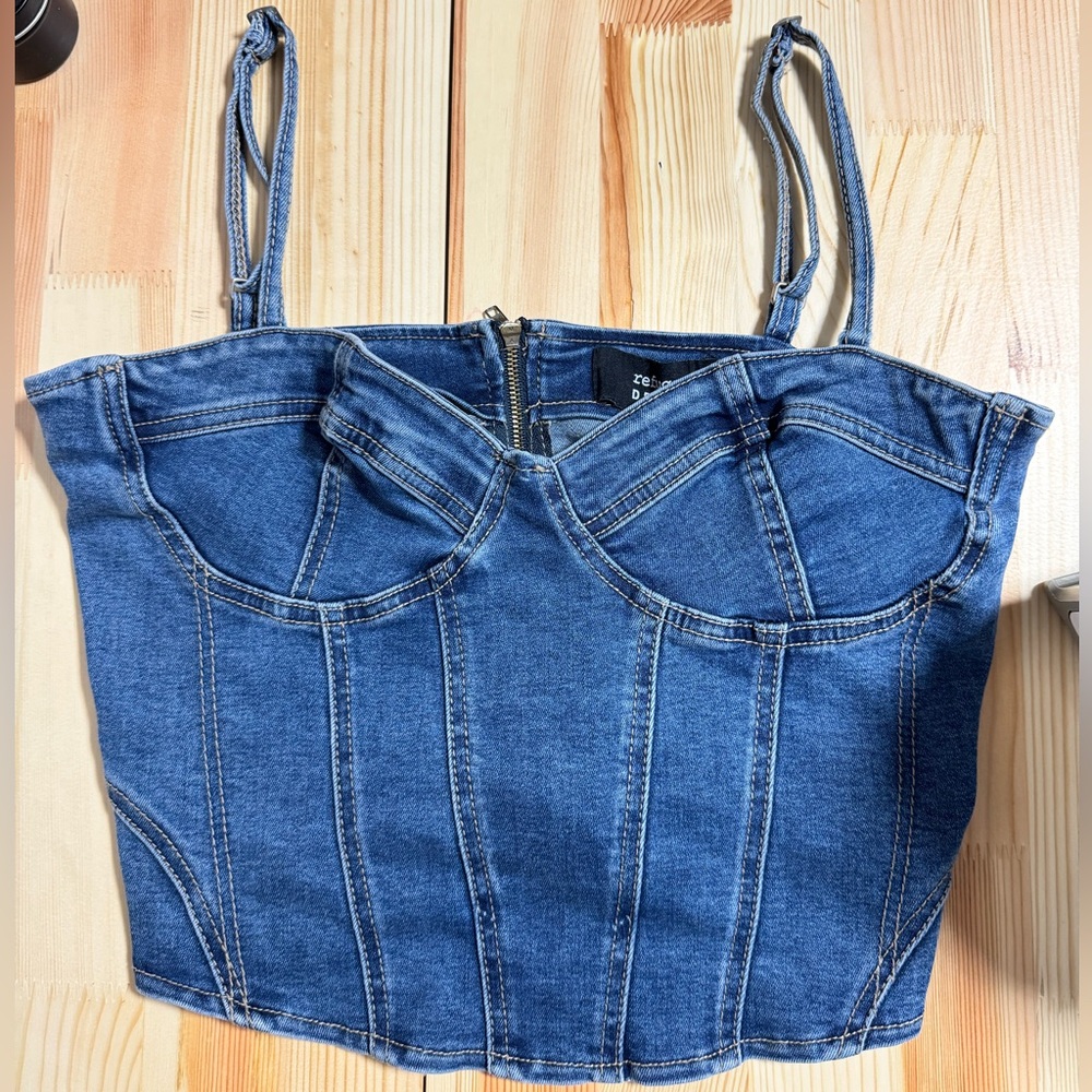 Y2K Refuge Denim Corset Top